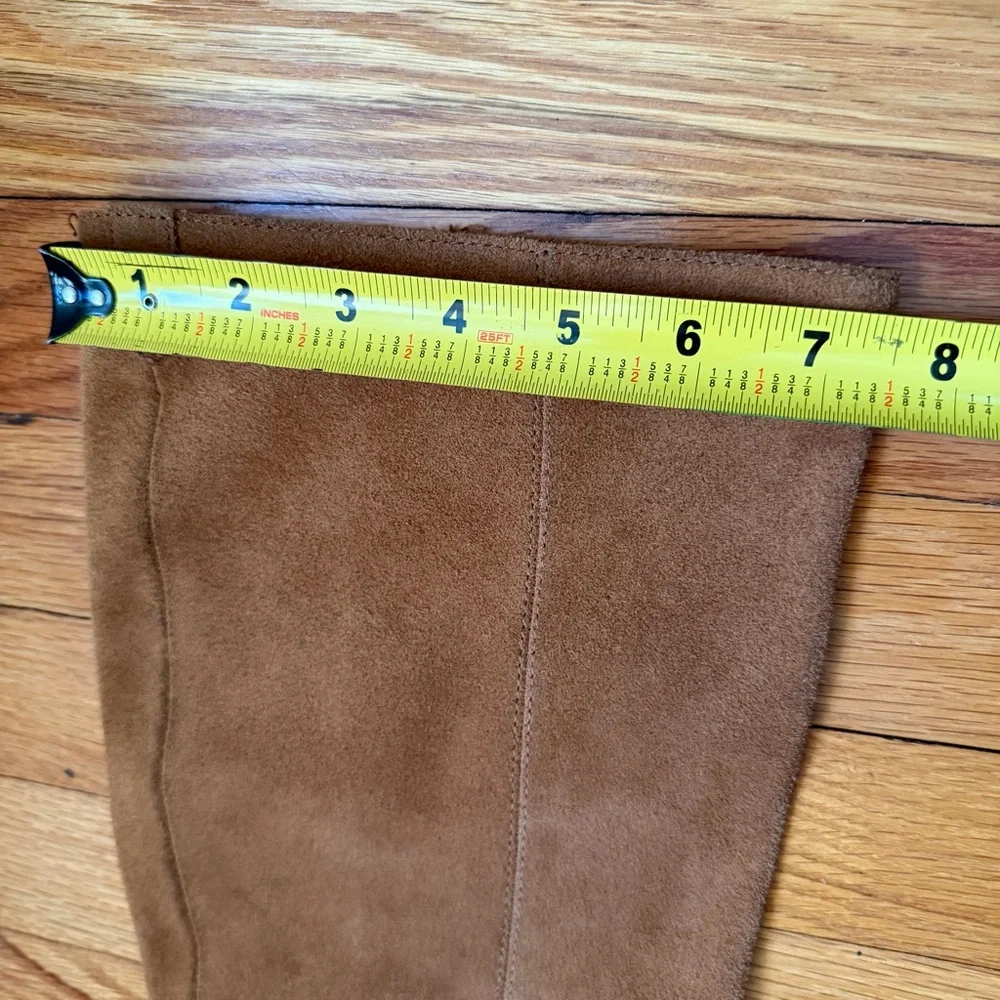 Sam Edelman Silas Tan Suede Leather Knee High Stacked Heel Boots Women’s 7.5
